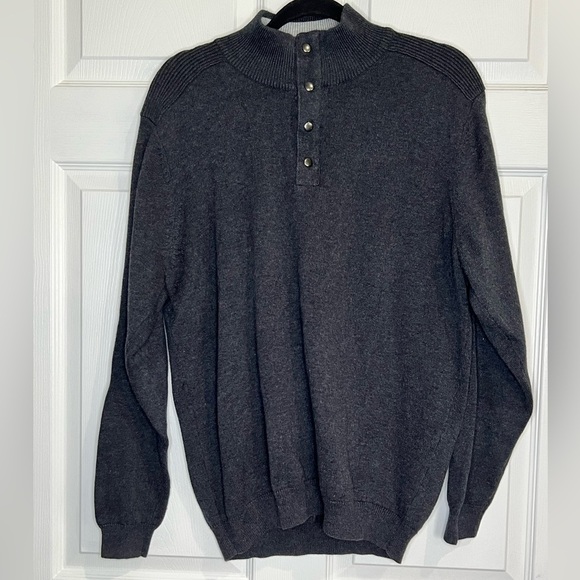 Tasso Elba Men’s 1/4 Snap Closure Sweater - Size Large - Gray - Picture 1 of 8